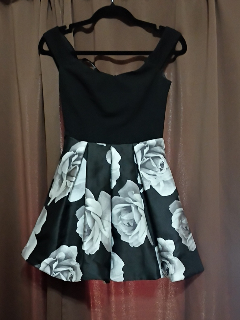 Speechless Black and White Floral Fit & Flare Mini Dress